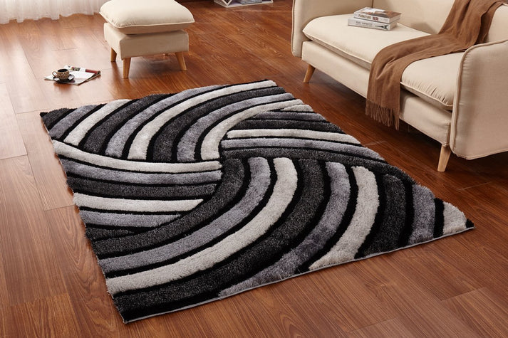 Colibri Shaggy 3D Gray-Black Area Rug 333