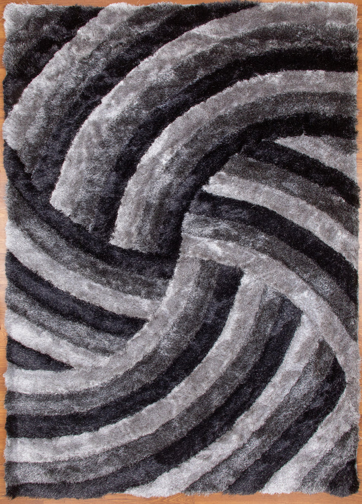 Colibri Shaggy 3D Gray-Black Area Rug 333