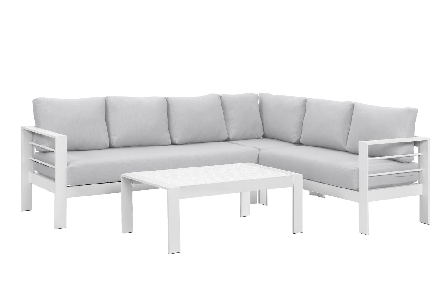 Staffora 6 Piece All Weather Aluminum Sectional with Cushions and Coffee Table