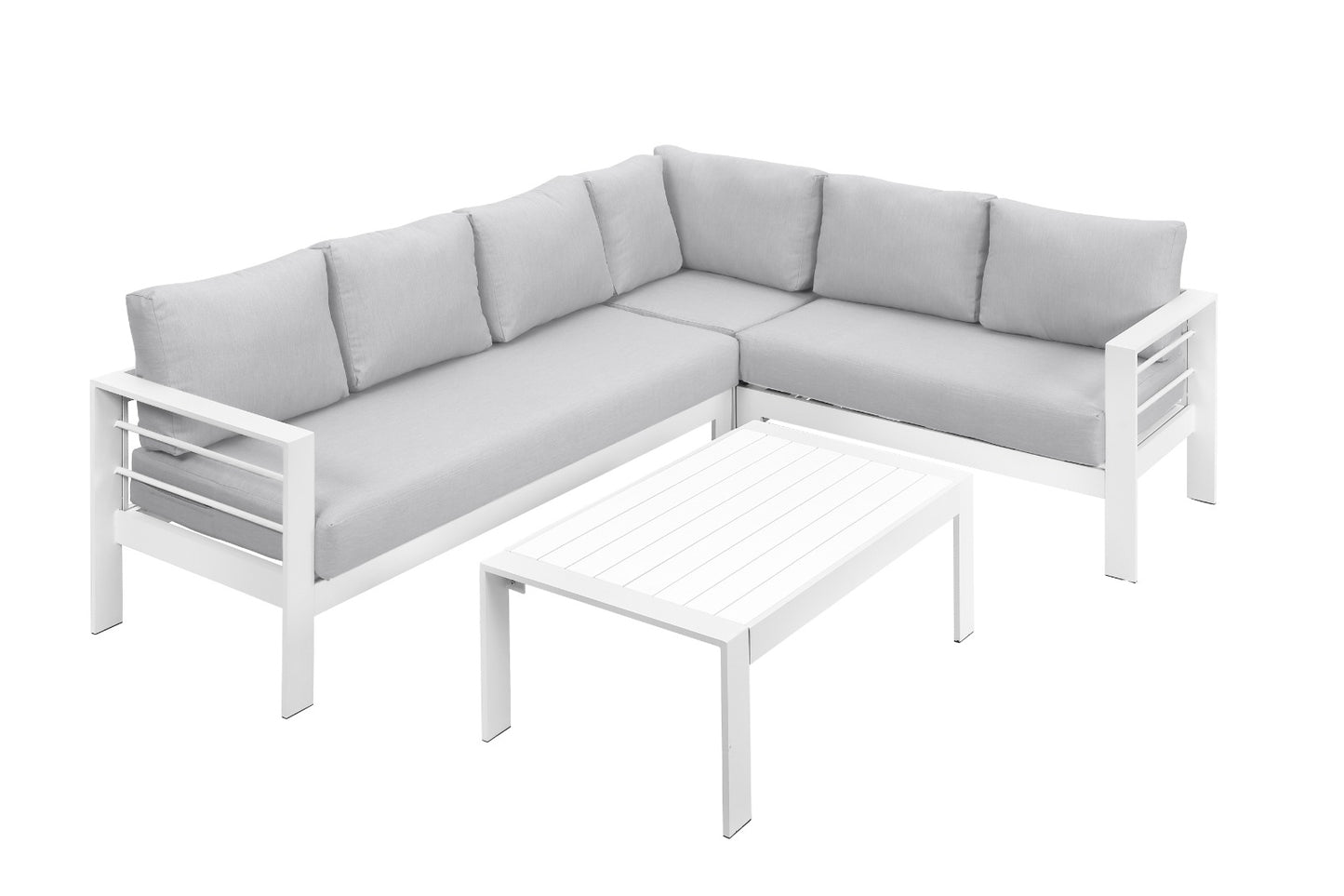 Staffora 6 Piece All Weather Aluminum Sectional with Cushions and Coffee Table