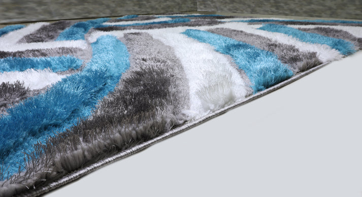 Colibri Shaggy 3D Gray-Turqouise Area Rug 333