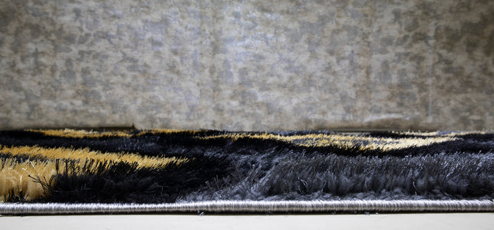 Colibri Shaggy 3D Gold Black Area Rug 151