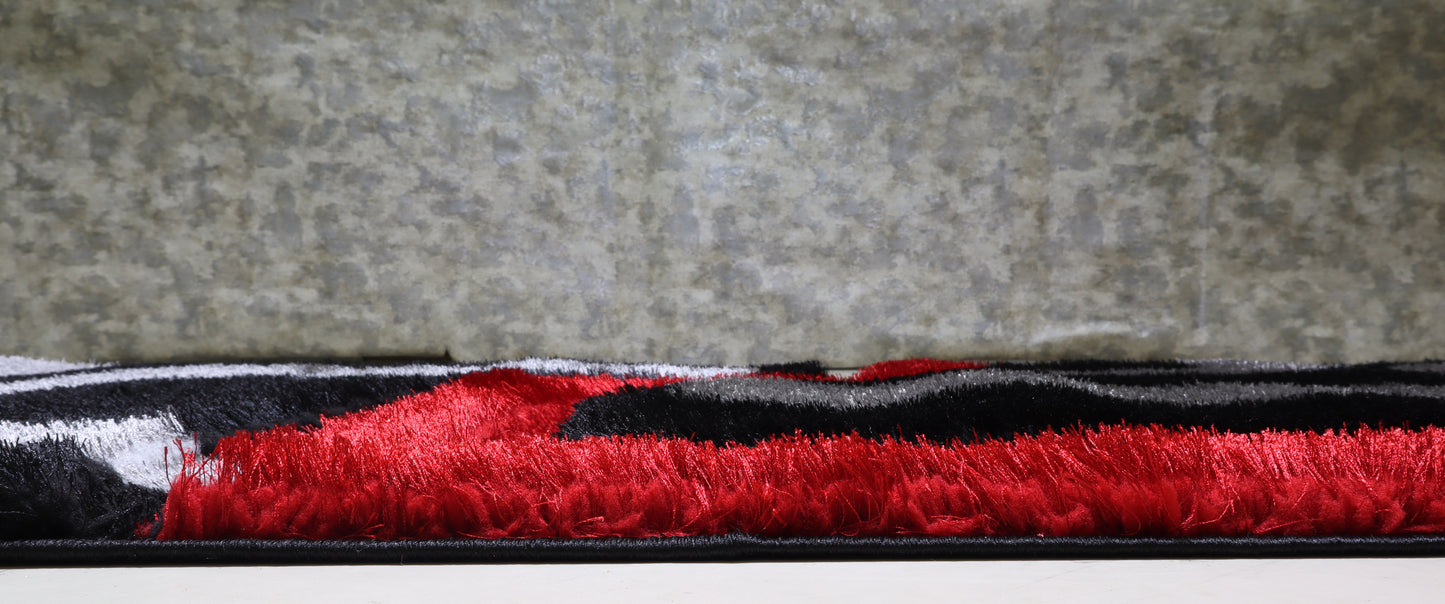 Shaggy 3D Red/Black Area Rug 199