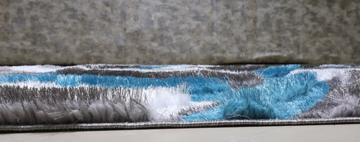 Colibri Shaggy 3D Gray-Turqouise Area Rug 333