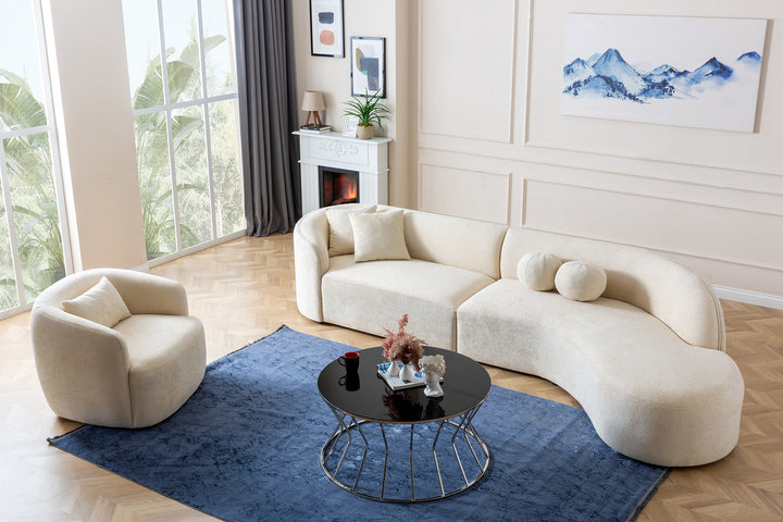 Cloe Ivory Boucle Curved Sectional