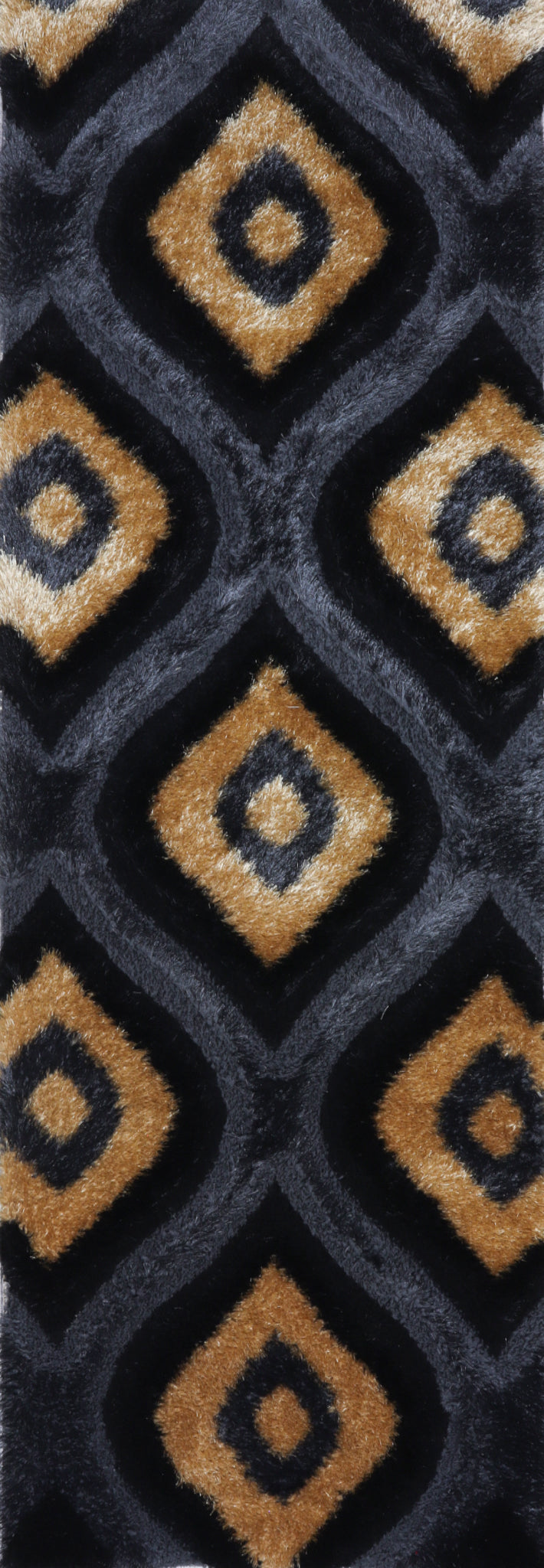 Colibri Shaggy 3D Gold Black Area Rug 151