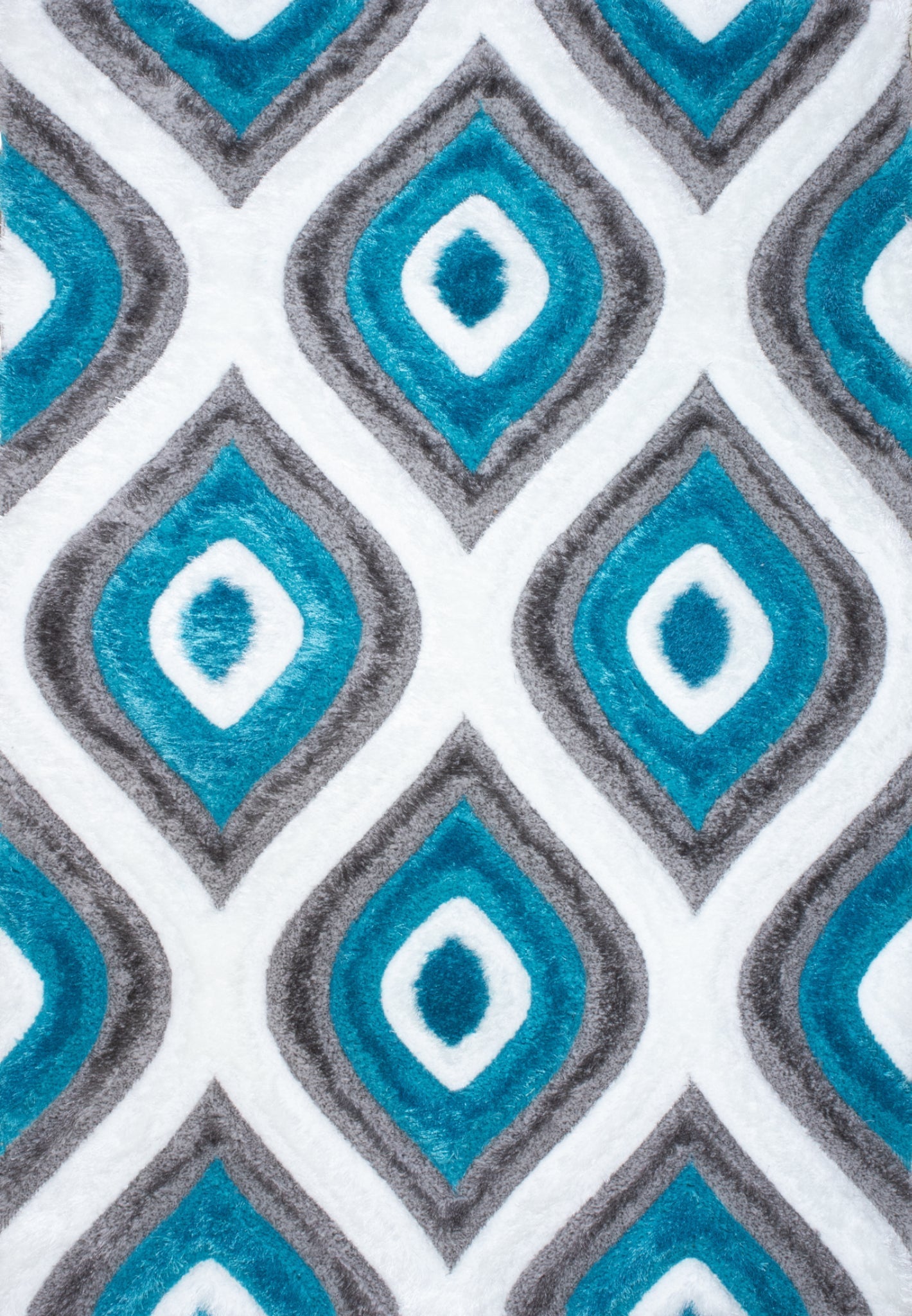 Colibri Shaggy 3D Gray - Turqouise Area Rug 151