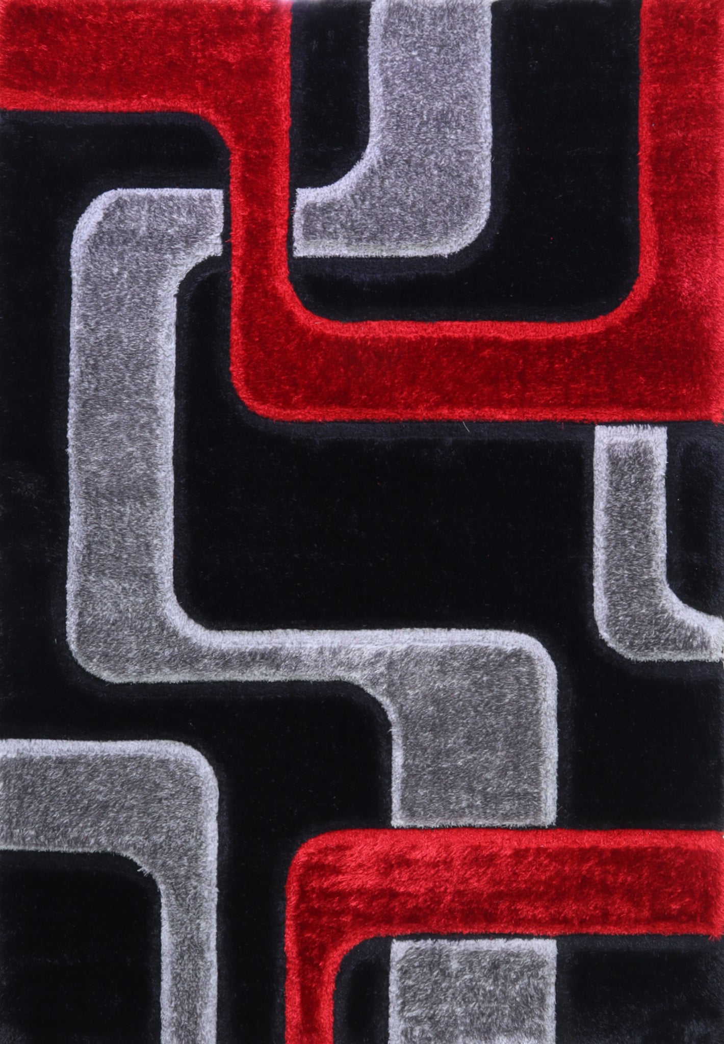 Shaggy 3D Red/Black Area Rug 199