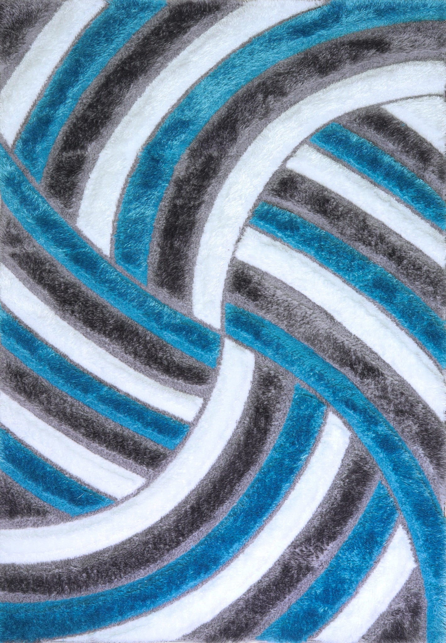 Colibri Shaggy 3D Gray-Turqouise Area Rug 333