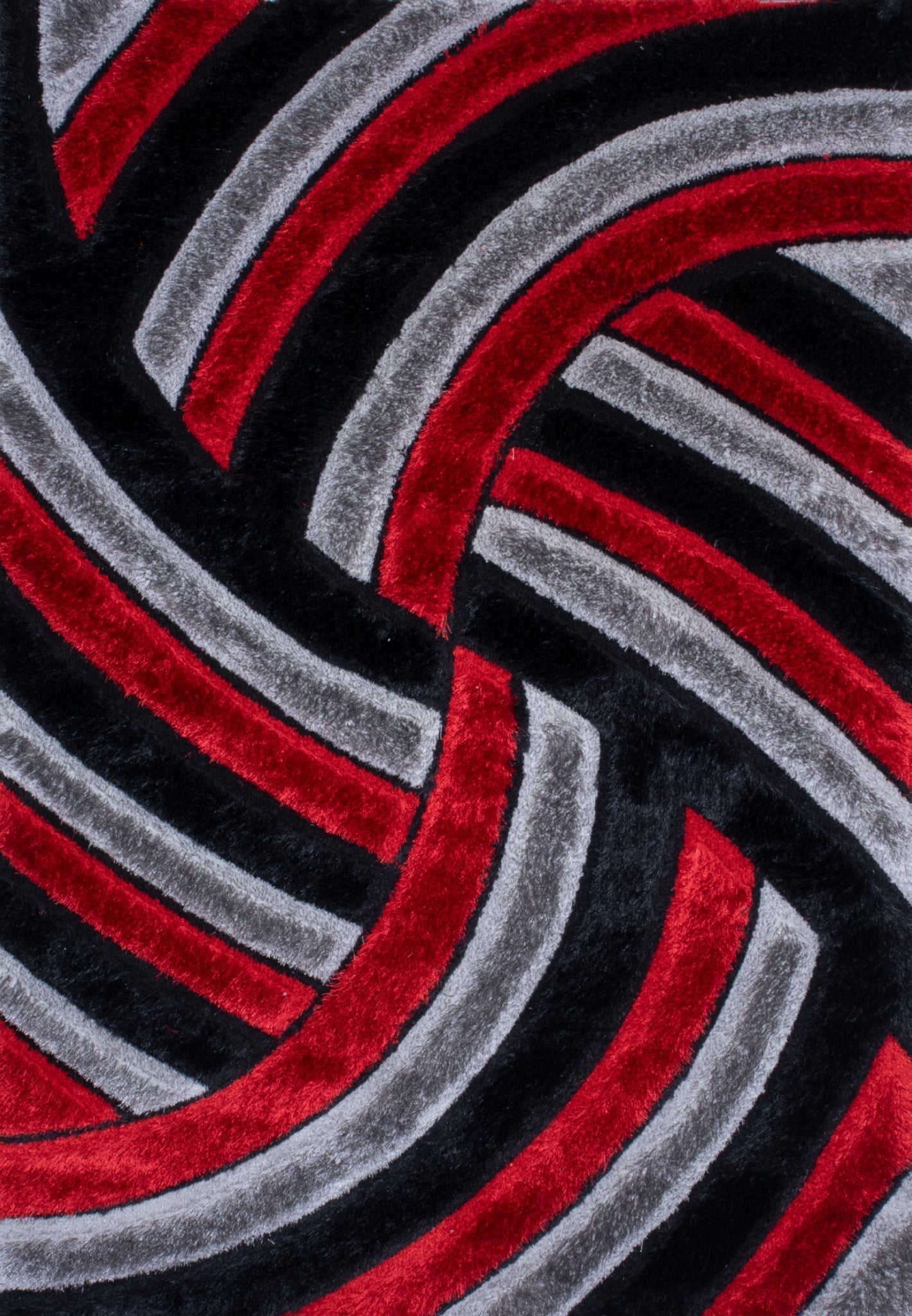 Shaggy 3D Gray- Red Area Rug 333