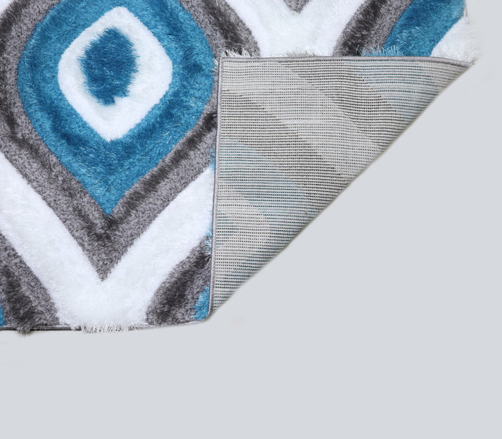 Colibri Shaggy 3D Gray - Turqouise Area Rug 151
