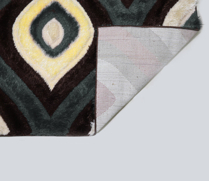 Colibri Shaggy 3D Gold Black Area Rug 151