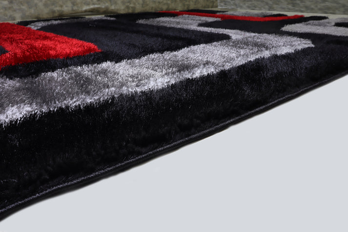 Shaggy 3D Red/Black Area Rug 199