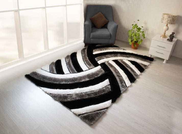 Colibri Shaggy 3D Gray-Black Area Rug 333