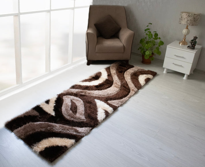 Colibri Shaggy 3D Brown Area Rug 444