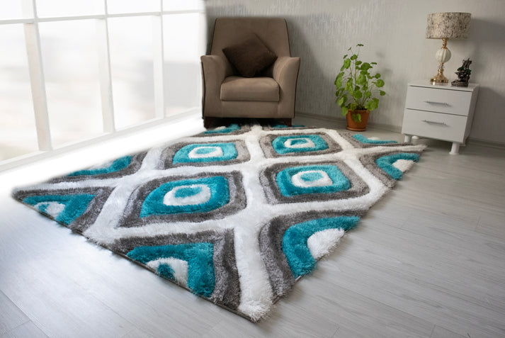 Colibri Shaggy 3D Gold Black Area Rug 151
