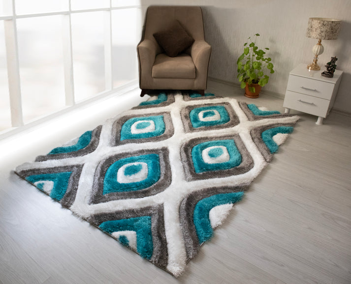 Colibri Shaggy 3D Gold Black Area Rug 151