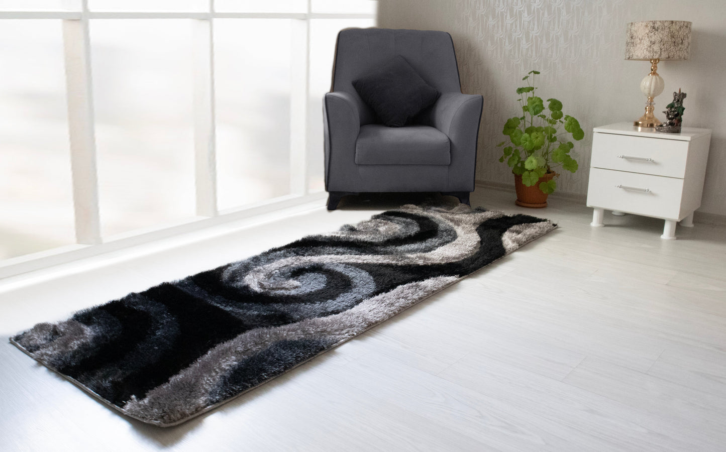 Colibri Shaggy 3D Gray Area Rug 555