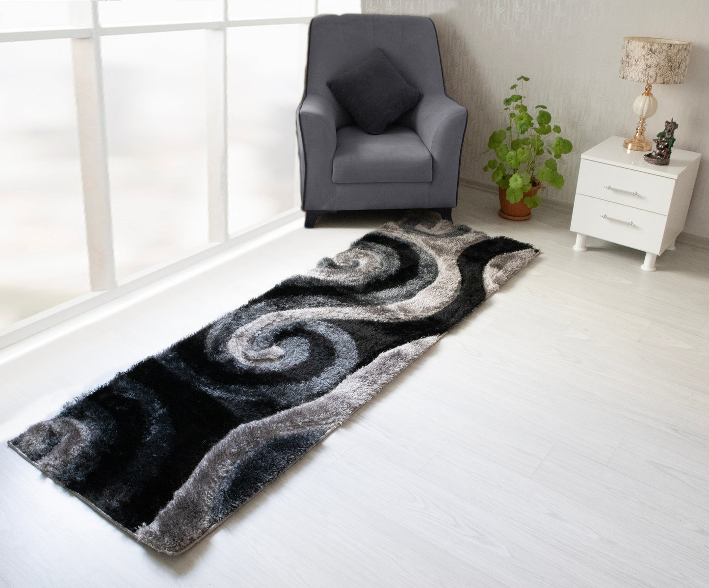 Colibri Shaggy 3D Gray Area Rug 555