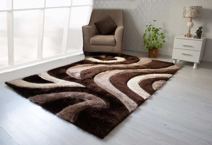 Colibri Shaggy 3D Brown Area Rug 444