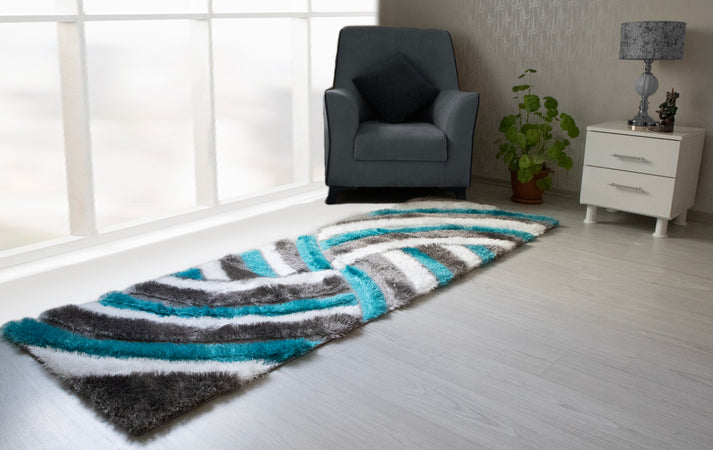 Colibri Shaggy 3D Gray-Turqouise Area Rug 333