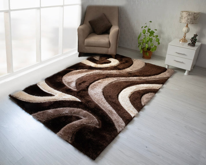 Colibri Shaggy 3D Brown Area Rug 444