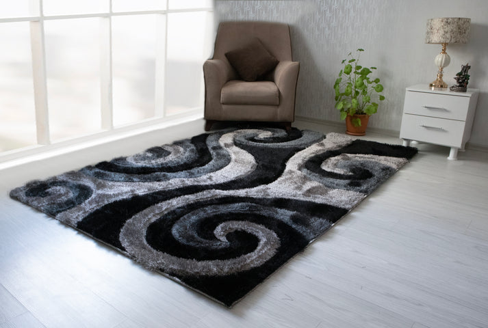 Colibri Shaggy 3D Gray Area Rug 555