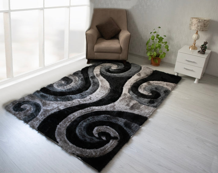 Colibri Shaggy 3D Gray Area Rug 555