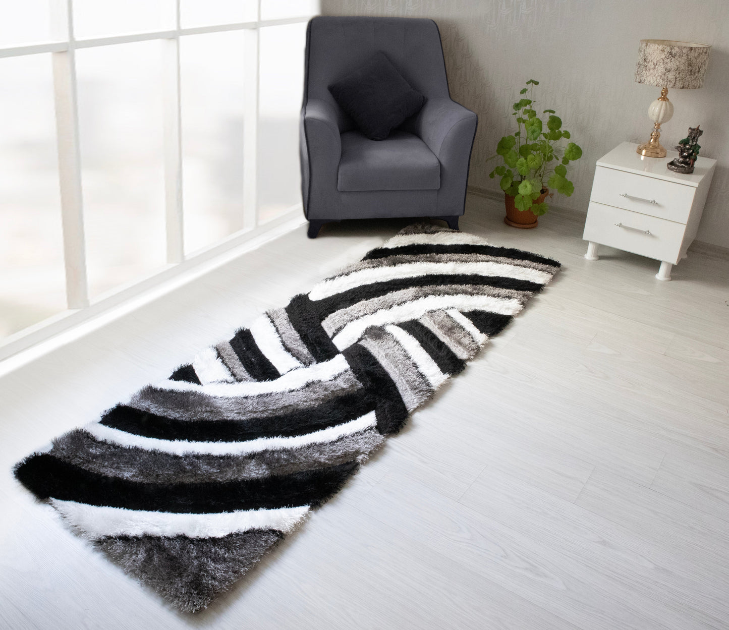 Colibri Shaggy 3D Gray-Black Area Rug 333