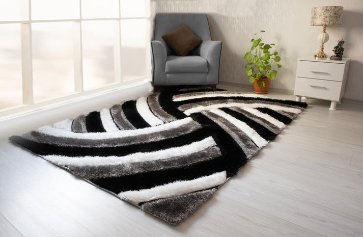 Colibri Shaggy 3D Gray-Black Area Rug 333