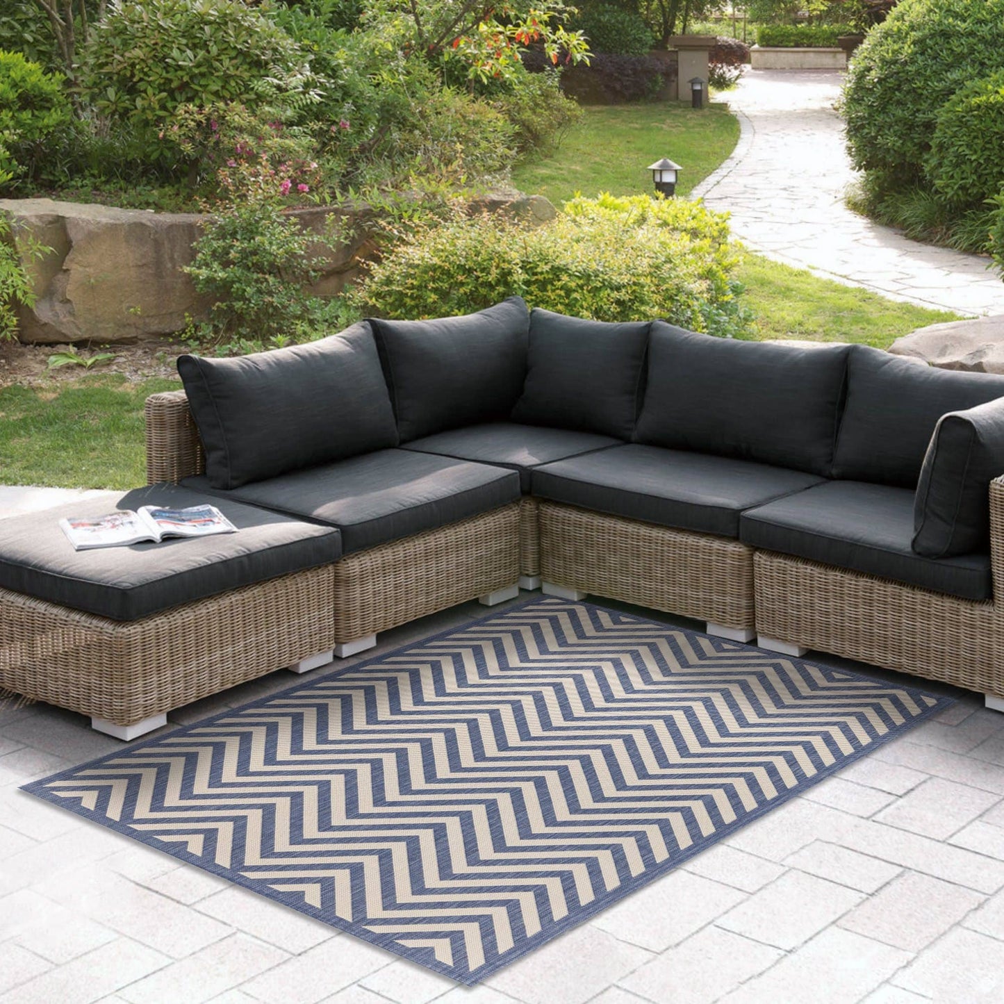 Chevron Indoor/Outdoor Rugs Flatweave Contemporary Patio, Pool, Camp and Picnic Carpets FW 801 - Context USA - Area Rug by MSRUGS