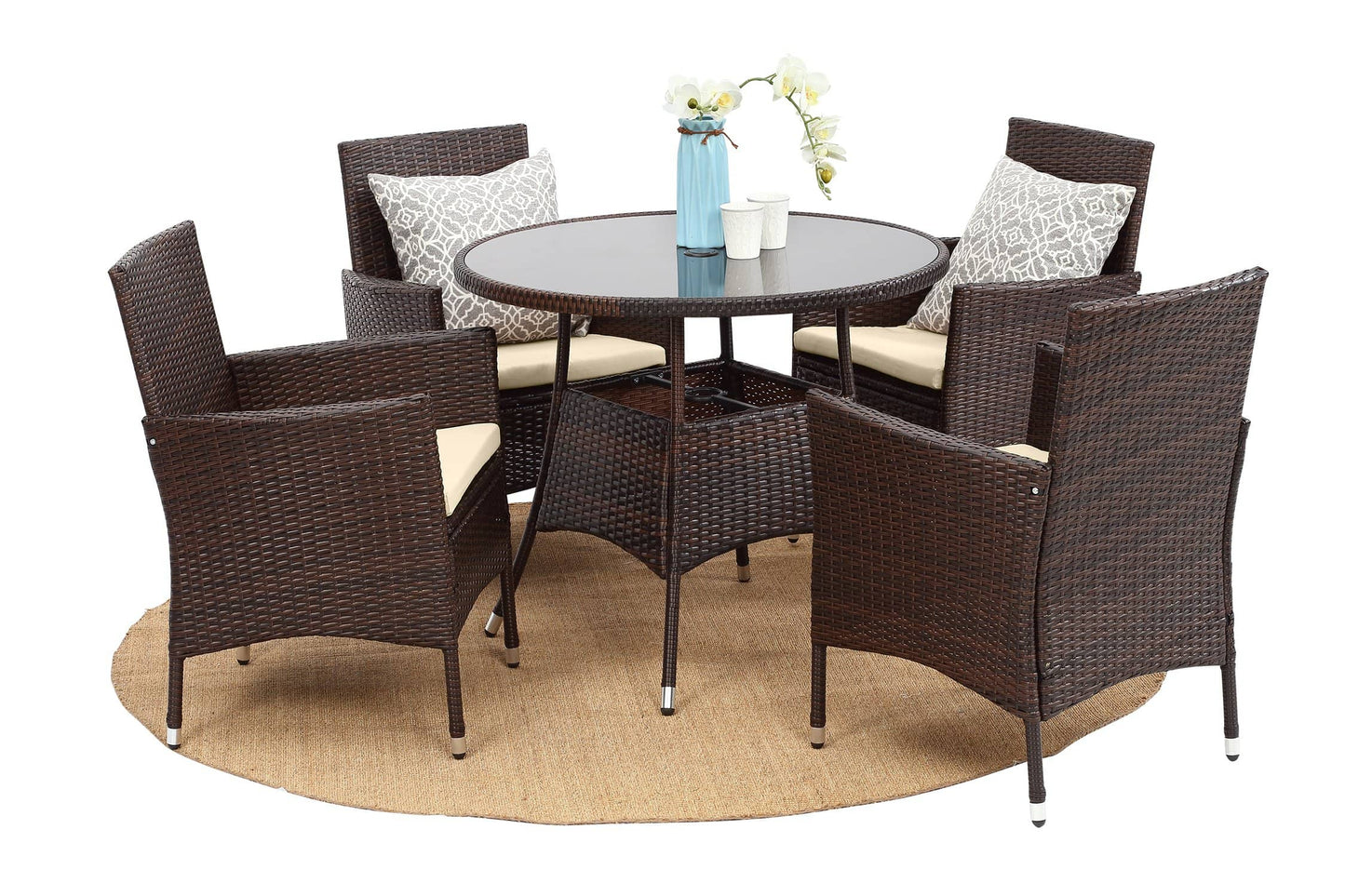 Staffora Penta 5 Piece All Weather Wicker Outdoor Dining Set