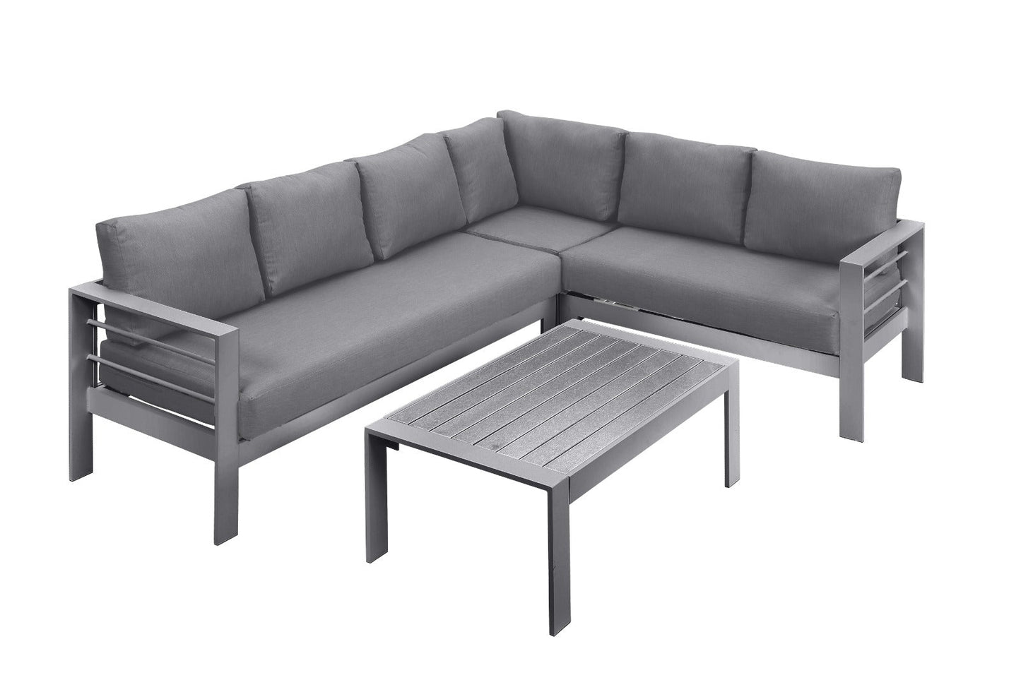 Staffora 6 Piece All Weather Aluminum Sectional with Cushions and Coffee Table