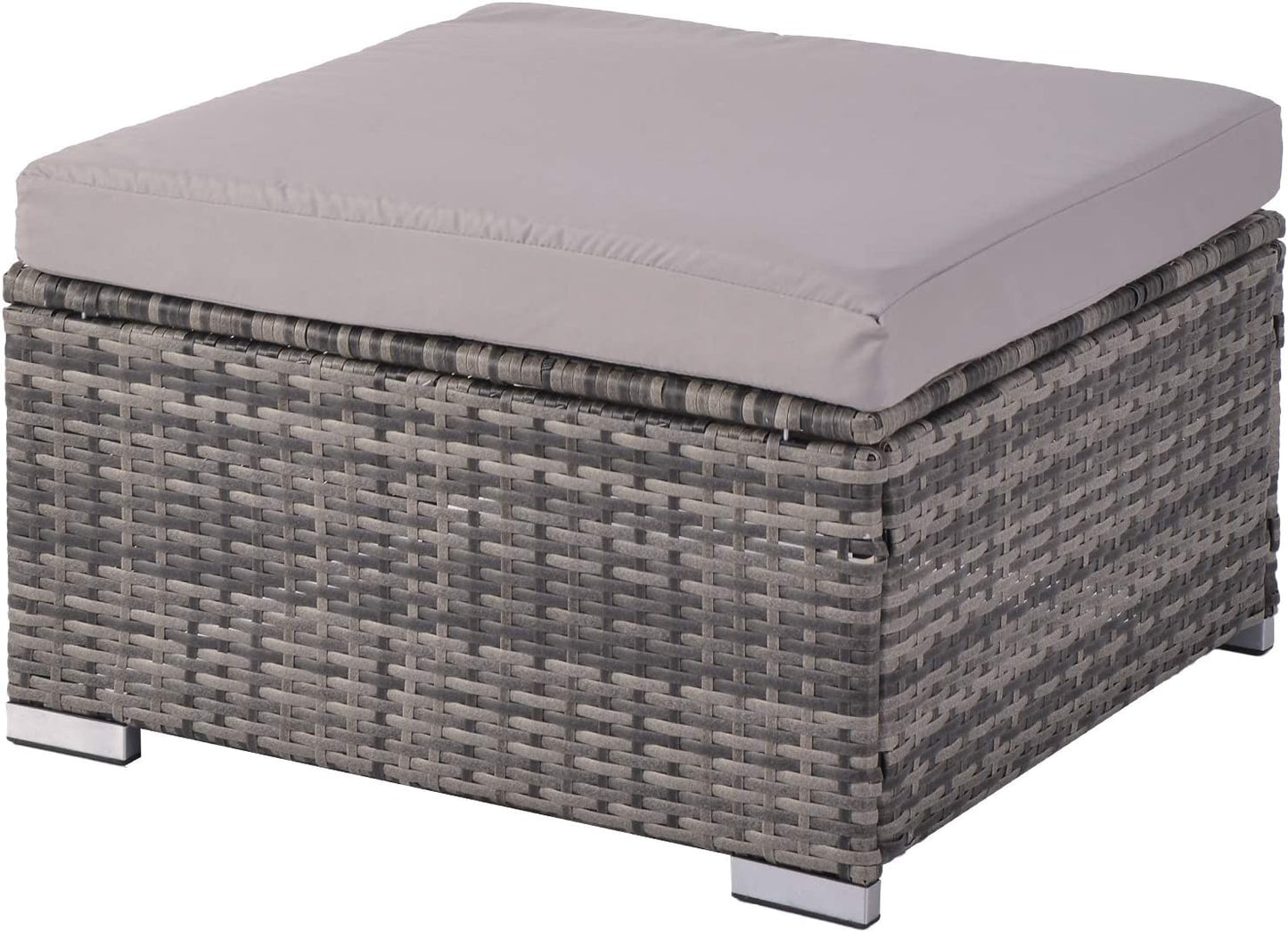 Gray Waved 4 Piece Outdoor Sofa Set with Tempered Glass Table Top