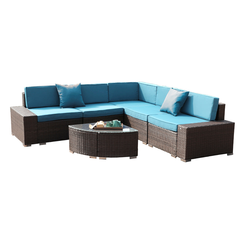 6 Piece Outdoor Wicker Rattan Modular Sofa Set