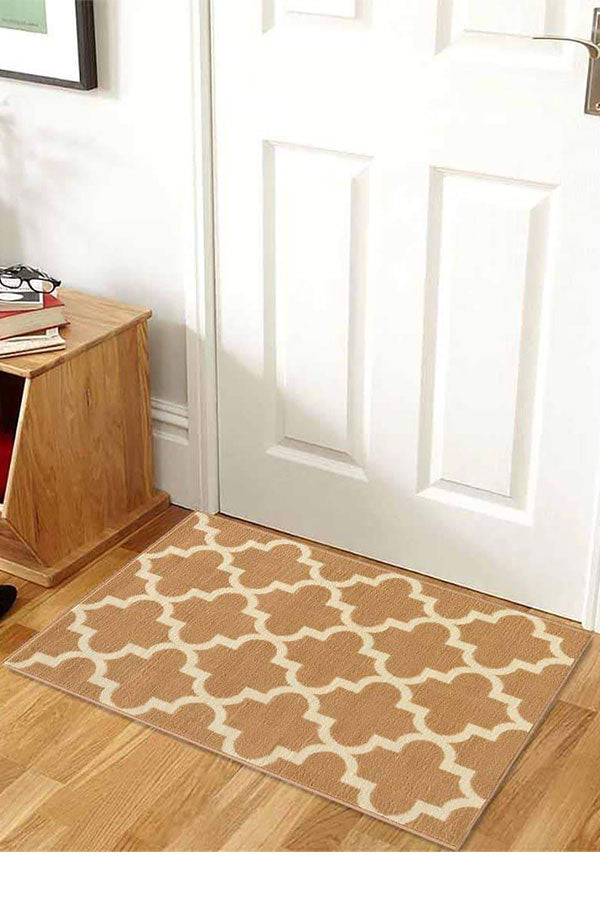 Trellis Collection Contemporary Beige Area Rug