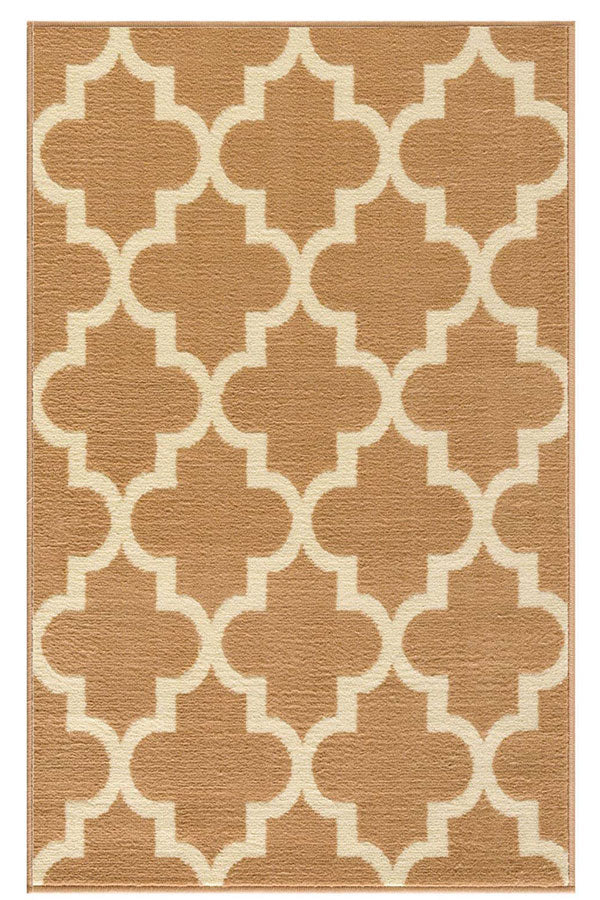 Trellis Collection Contemporary Beige Area Rug