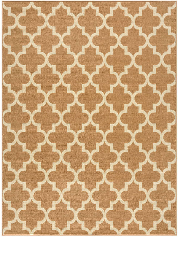 Trellis Collection Contemporary Beige Area Rug