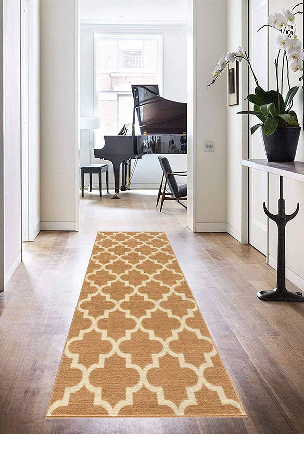 Trellis Collection Contemporary Beige Area Rug