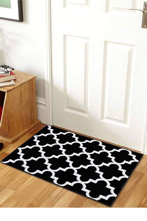 Trellis Collection Contemporary Black Area Rug