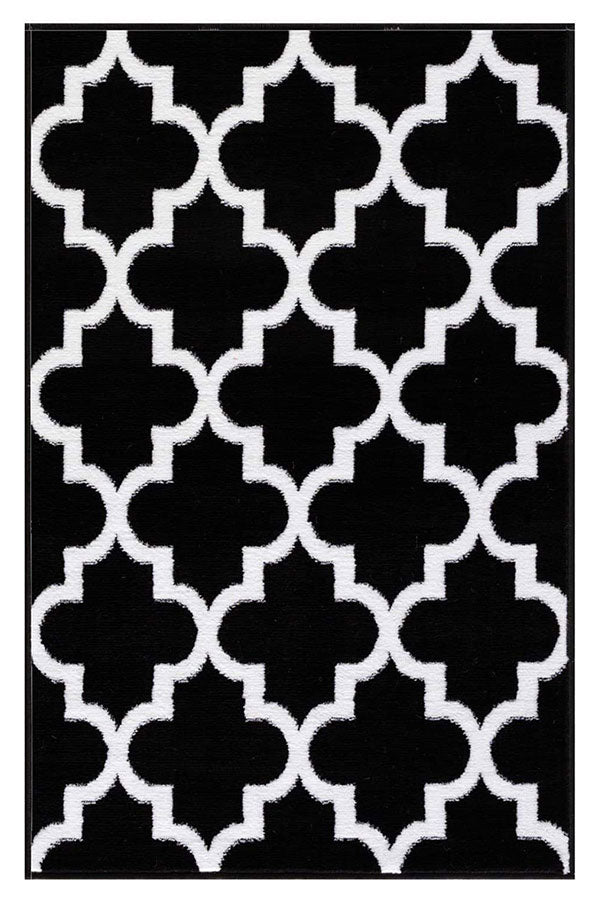 Trellis Collection Contemporary Black Area Rug
