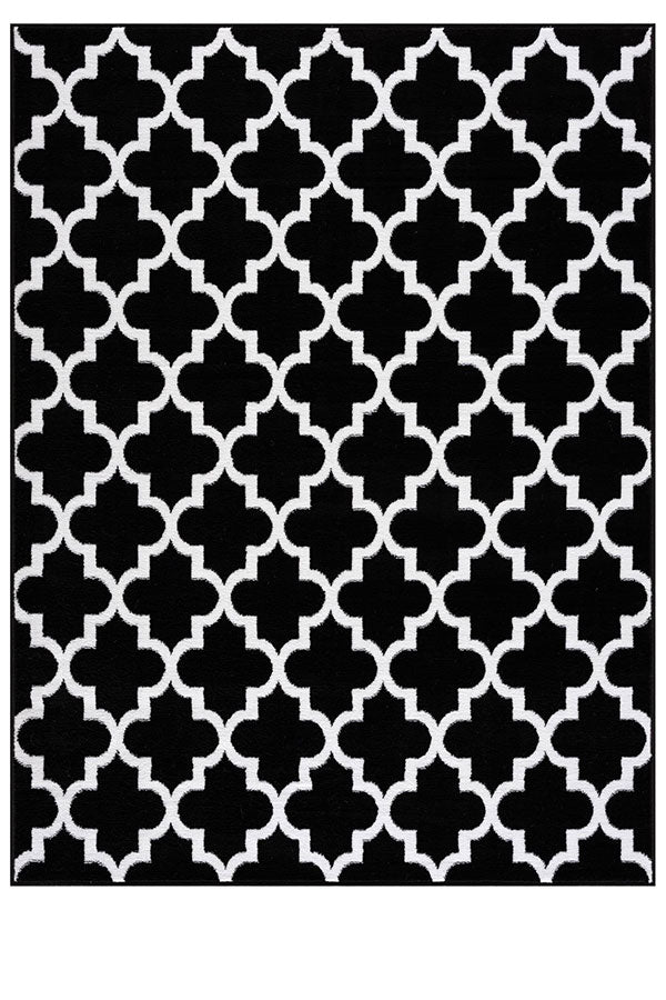 Trellis Collection Contemporary Black Area Rug