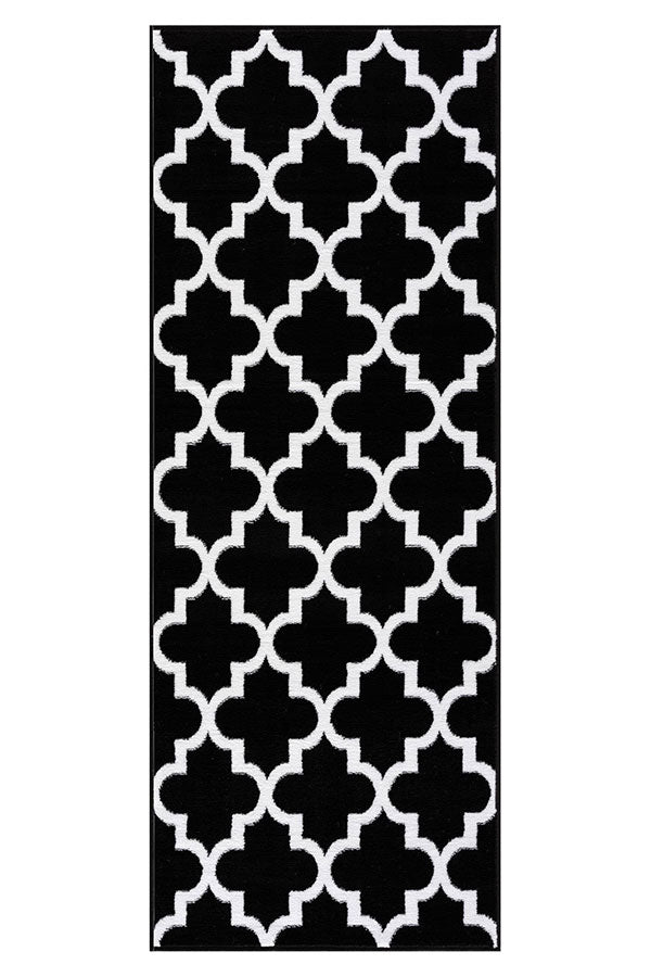 Trellis Collection Contemporary Black Area Rug