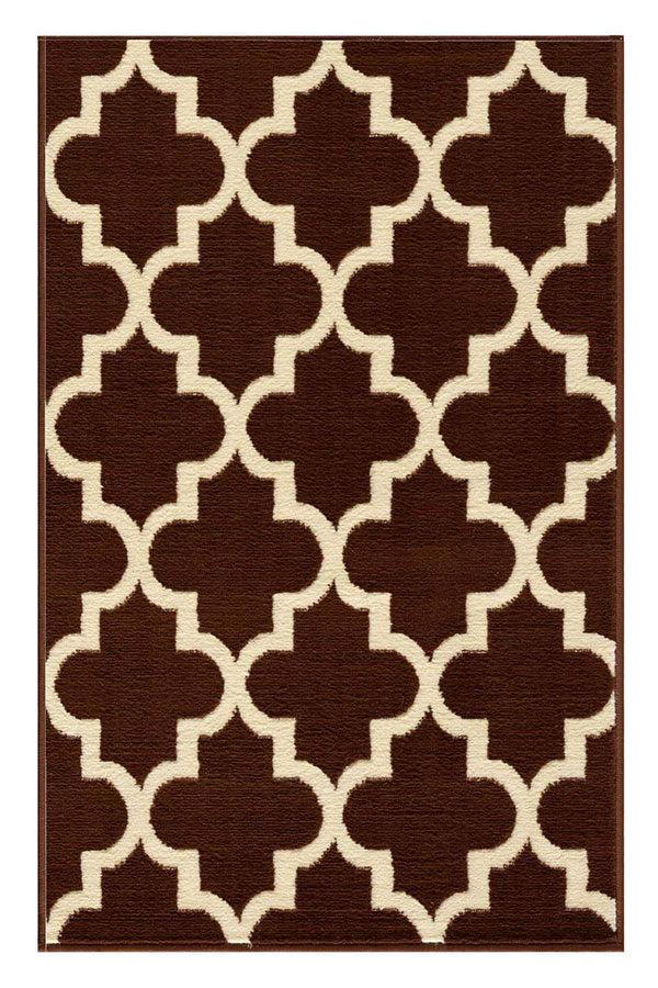 Trellis Collection Contemporary Brown Area Rug