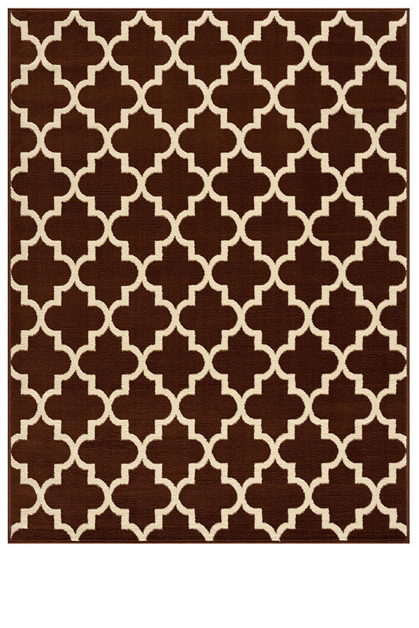 Trellis Collection Contemporary Brown Area Rug