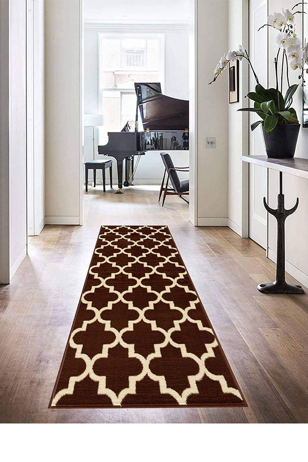 Trellis Collection Contemporary Brown Area Rug