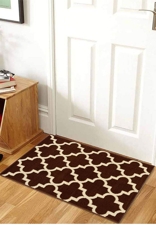 Trellis Collection Contemporary Brown Area Rug