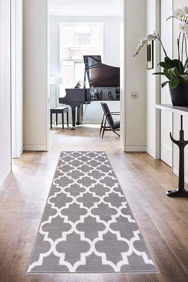 Trellis Collection Contemporary Navy Area Rug