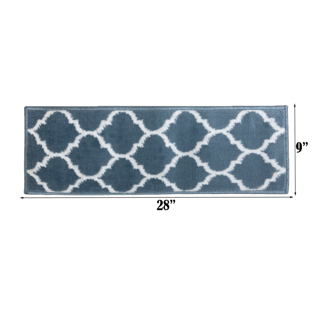 MSRUGS Trellis Collection Contemporary Soft Cozy and Vibrant Light Blue Stair Treads - Set of 7