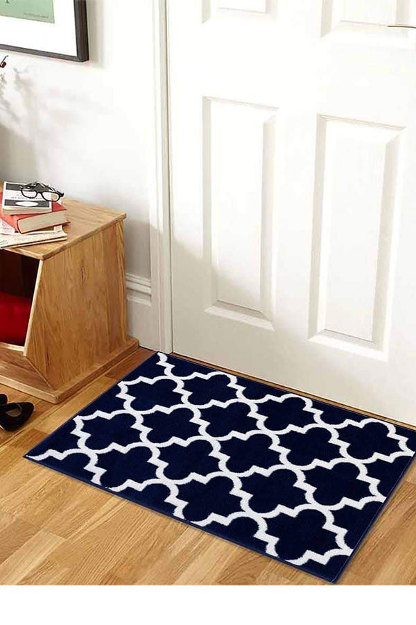 Trellis Collection Contemporary Navy Area Rug